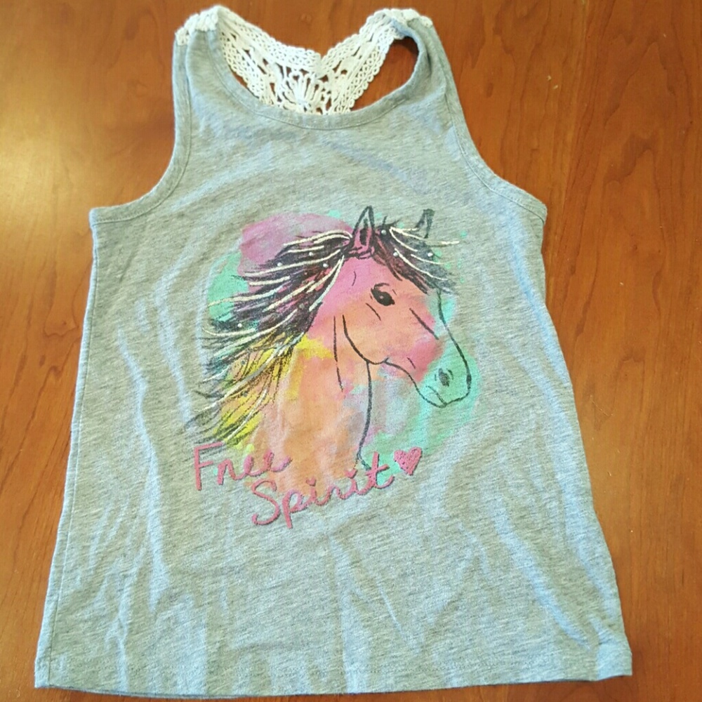 Horse "Free Spirit" tank top with crochet back
